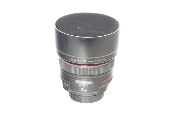 Canon EF 50mm f1.2 L with hood ES-78