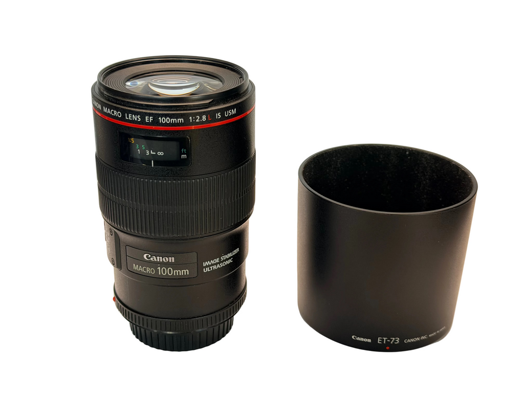 Canon EF 100mm f2.8 Macro L IS USM with hood ET-73