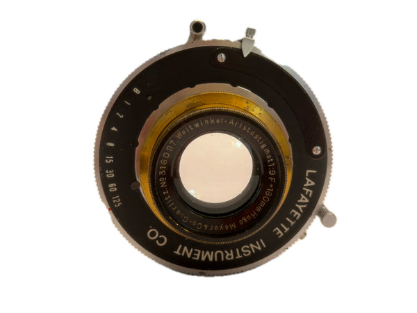 Hugo Meyer 180mmm f9 Weitwinkel-Aristostigmat in Lafayette shutter - serviced September 2026