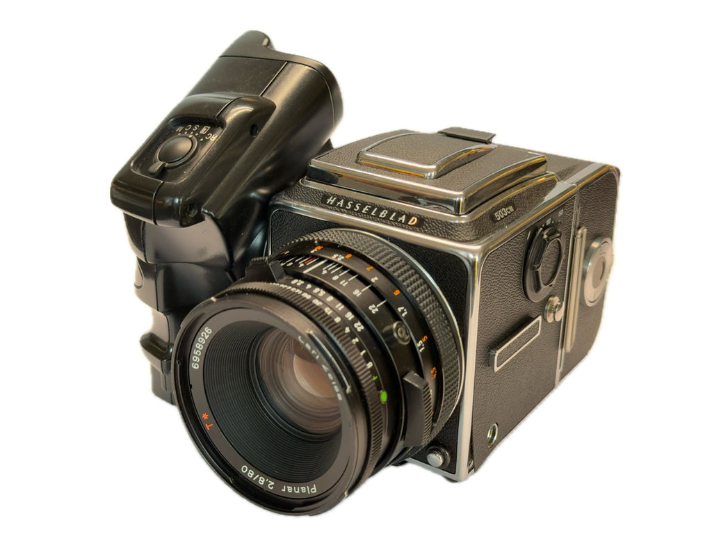 Hasselblad 503CW Chrome (10243) with E12 film back (30244) and Winder CW (44105)