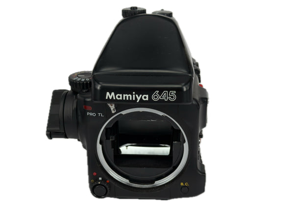 Mamiya 645 Pro TL with AE Prism Finder and film back - test shot May 2026