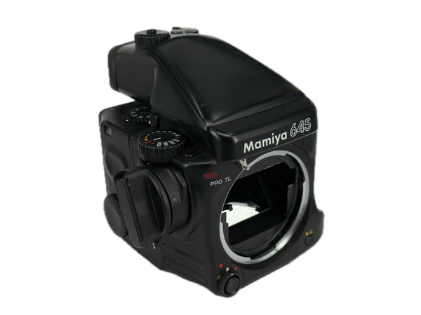 Mamiya 645 Pro TL with AE Prism Finder and film back - test shot May 2026