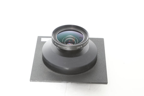 Schneider 90mm f8 Super-Angulon on Sinar board